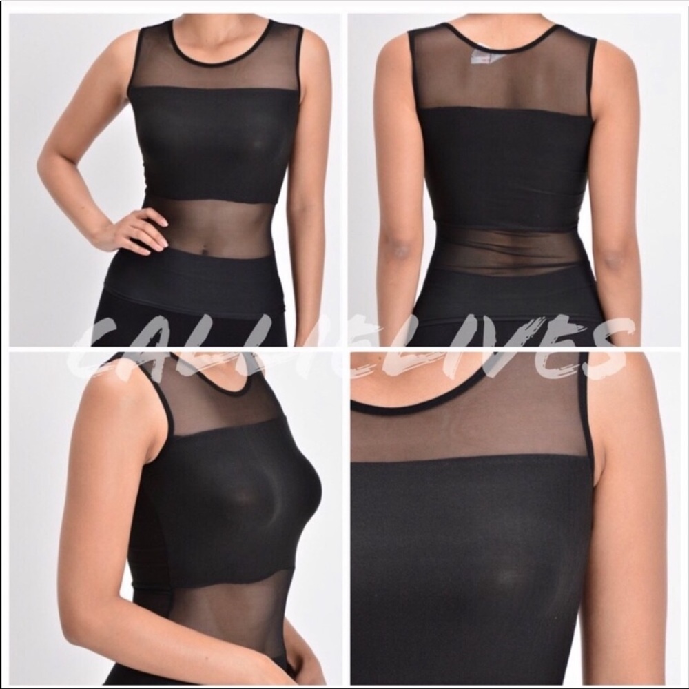 Xena Meshing Around Black Tank Top Sheer - Picture 4 of 7